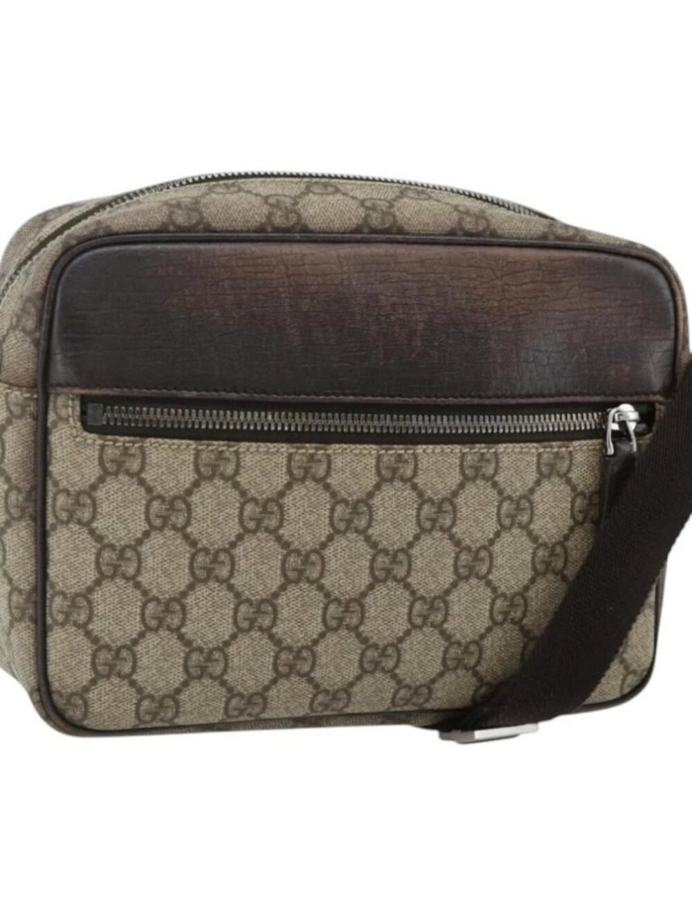 GUCCI GG Supreme Shoulder Bag PVC Beige Silver 114291 Auth ep14204